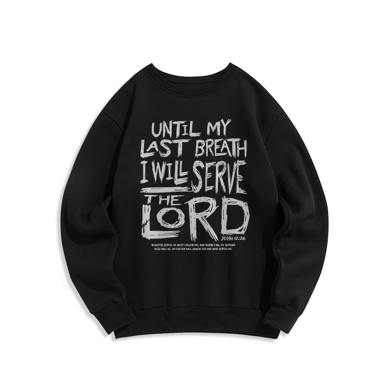 Christianartworkshop Zitat-Stil „I Will Serve The Lord“ Fleece-gefüttertes Polyester-Sweatshirt - Schwarz - 2XL - image 5