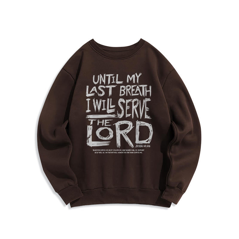 Christianartworkshop Zitat-Stil „I Will Serve The Lord“ Fleece-gefüttertes Polyester-Sweatshirt - Braun - 2XL - image 15