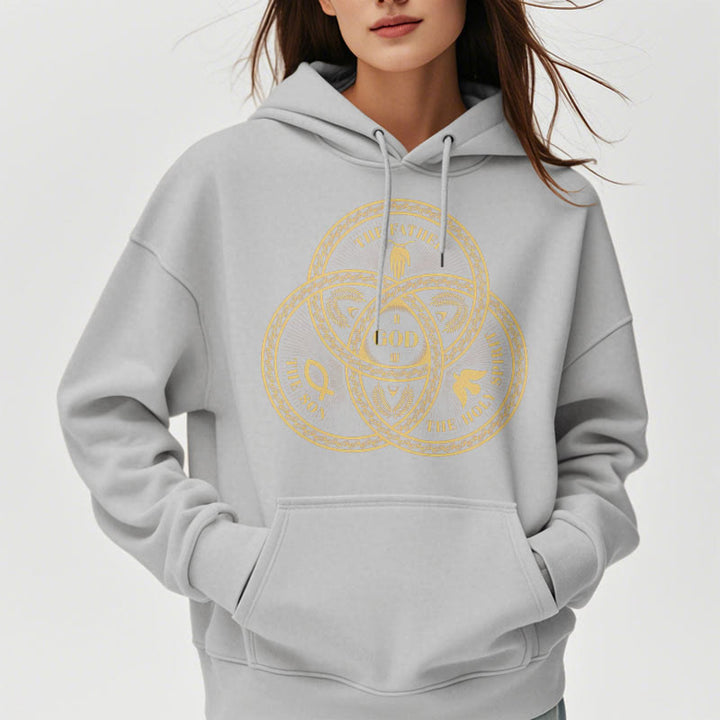 Christianartworkshop Kapuzenpullover im klassischen Stil mit der Heiligen Dreifaltigkeit und Einheit, Polyester, mit Fleecefutter