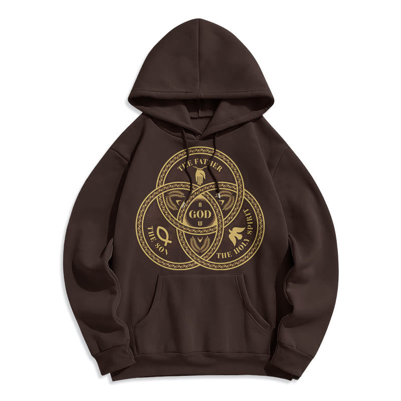 Christianartworkshop Klassischer Hoodie mit Motiv der Heiligen Dreifaltigkeit, gefüttert mit Polyester, Fleece-Futter - Braun - 2XL - image 15