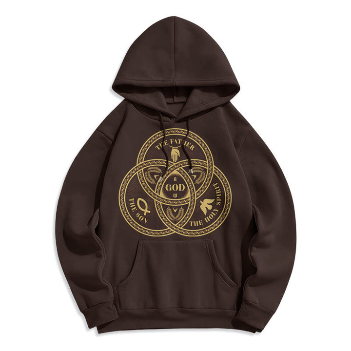 Christianartworkshop Klassischer Hoodie mit Motiv der Heiligen Dreifaltigkeit, gefüttert mit Polyester, Fleece-Futter - Braun - 2XL - image 15