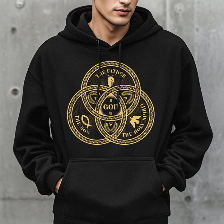 Christianartworkshop Kapuzenpullover im klassischen Stil mit der Heiligen Dreifaltigkeit und Einheit, Polyester, mit Fleecefutter