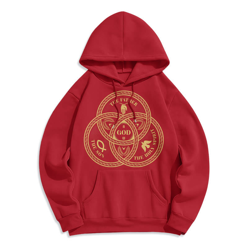 Christianartworkshop Klassischer Hoodie mit Motiv der Heiligen Dreifaltigkeit, gefüttert mit Polyester, Fleece-Futter - Rot - 2XL - image 35