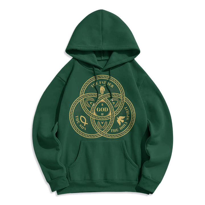 Christianartworkshop Klassischer Hoodie mit Motiv der Heiligen Dreifaltigkeit, gefüttert mit Polyester, Fleece-Futter - Grün - 2XL - image 20