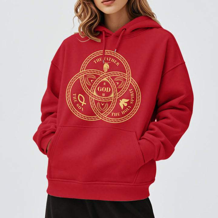 Christianartworkshop Kapuzenpullover im klassischen Stil mit der Heiligen Dreifaltigkeit und Einheit, Polyester, mit Fleecefutter