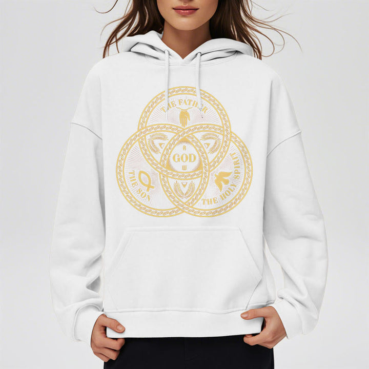 Christianartworkshop Klassischer Hoodie mit Motiv der Heiligen Dreifaltigkeit, gefüttert mit Polyester, Fleece-Futter - image 7