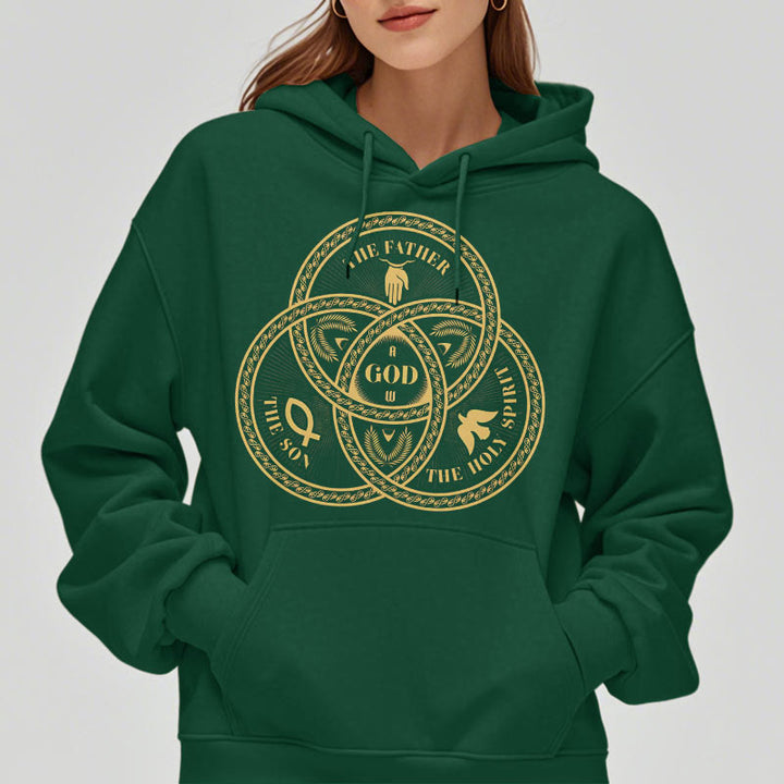 Christianartworkshop Kapuzenpullover im klassischen Stil mit der Heiligen Dreifaltigkeit und Einheit, Polyester, mit Fleecefutter