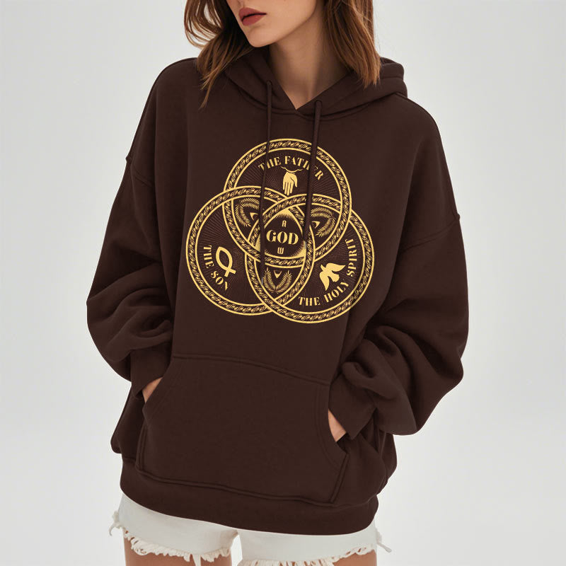 Christianartworkshop Kapuzenpullover im klassischen Stil mit der Heiligen Dreifaltigkeit und Einheit, Polyester, mit Fleecefutter