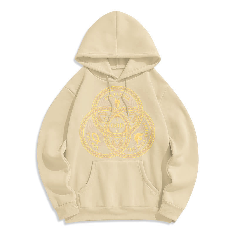 Christianartworkshop Klassischer Hoodie mit Motiv der Heiligen Dreifaltigkeit, gefüttert mit Polyester, Fleece-Futter - Beige - 2XL - image 10