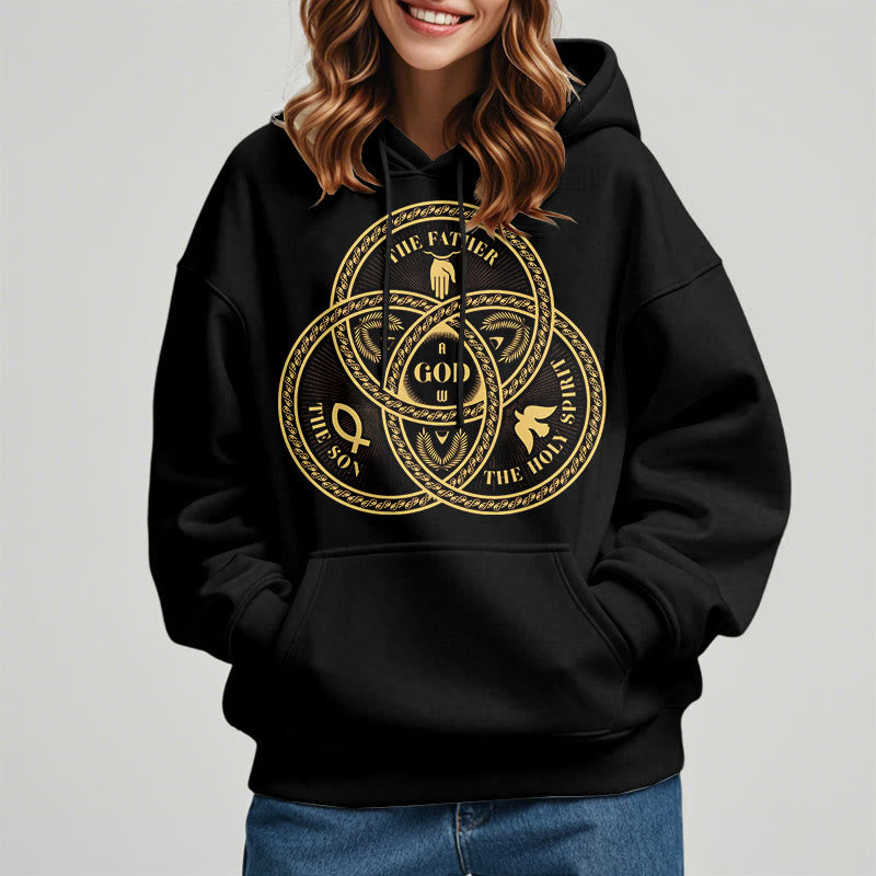 Christianartworkshop Kapuzenpullover im klassischen Stil mit der Heiligen Dreifaltigkeit und Einheit, Polyester, mit Fleecefutter