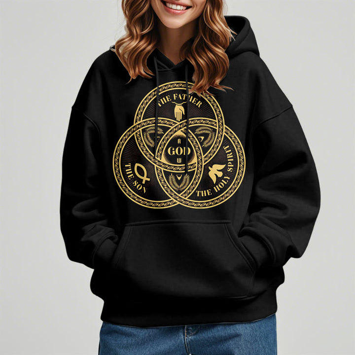 Christianartworkshop Kapuzenpullover im klassischen Stil mit der Heiligen Dreifaltigkeit und Einheit, Polyester, mit Fleecefutter