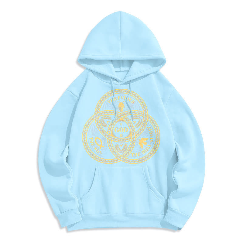 Christianartworkshop Klassischer Hoodie mit Motiv der Heiligen Dreifaltigkeit, gefüttert mit Polyester, Fleece-Futter - Blau - 2XL - image 25