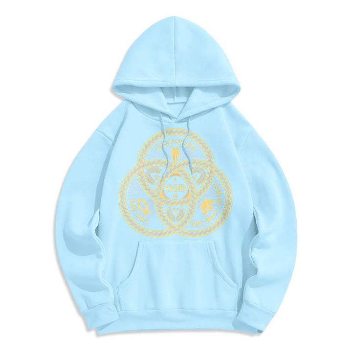 Christianartworkshop Klassischer Hoodie mit Motiv der Heiligen Dreifaltigkeit, gefüttert mit Polyester, Fleece-Futter - Blau - 2XL - image 25