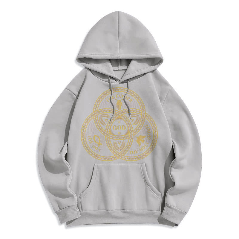Christianartworkshop Klassischer Hoodie mit Motiv der Heiligen Dreifaltigkeit, gefüttert mit Polyester, Fleece-Futter - Grau - 2XL - image 30