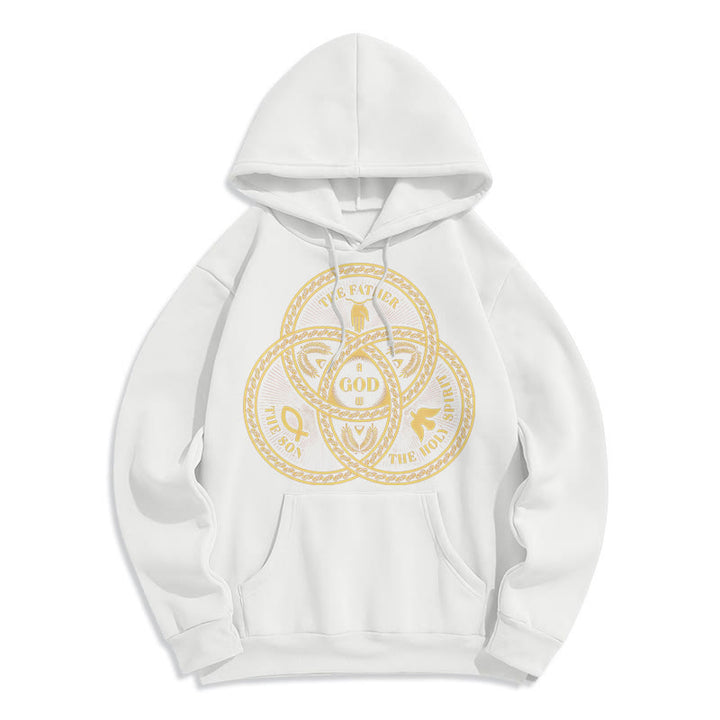 Christianartworkshop Klassischer Hoodie mit Motiv der Heiligen Dreifaltigkeit, gefüttert mit Polyester, Fleece-Futter - Weiß - 2XL - image 5