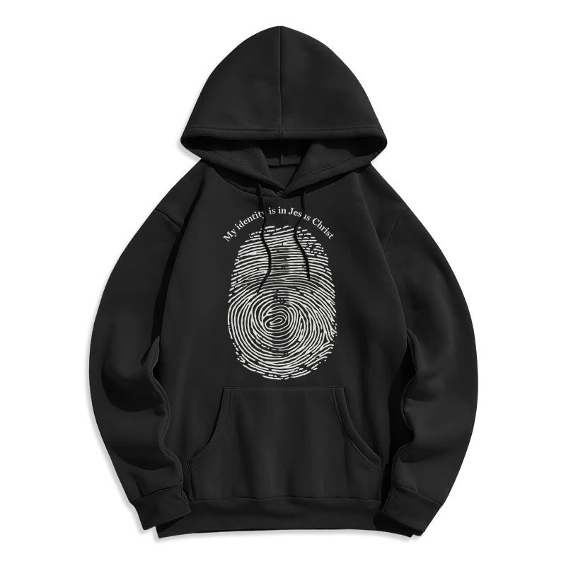 Christianartworkshop Klassischer Stil: Meine Identität liegt im Kreuz von Jesus Christus. Polyester-Kapuzenpullover mit Fleecefutter