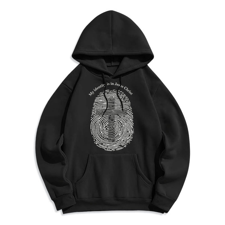 Christianartworkshop Klassischer Stil: Meine Identität liegt im Kreuz von Jesus Christus. Polyester-Kapuzenpullover mit Fleecefutter - Schwarz - 2XL - image 5
