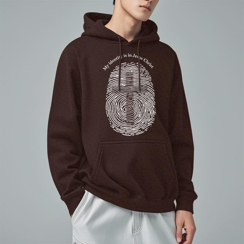 Christianartworkshop Klassischer Stil: Meine Identität liegt im Kreuz von Jesus Christus. Polyester-Kapuzenpullover mit Fleecefutter