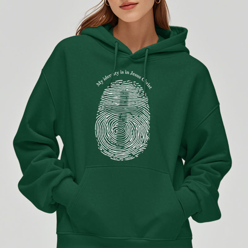 Christianartworkshop Klassischer Stil: Meine Identität liegt im Kreuz von Jesus Christus. Polyester-Kapuzenpullover mit Fleecefutter
