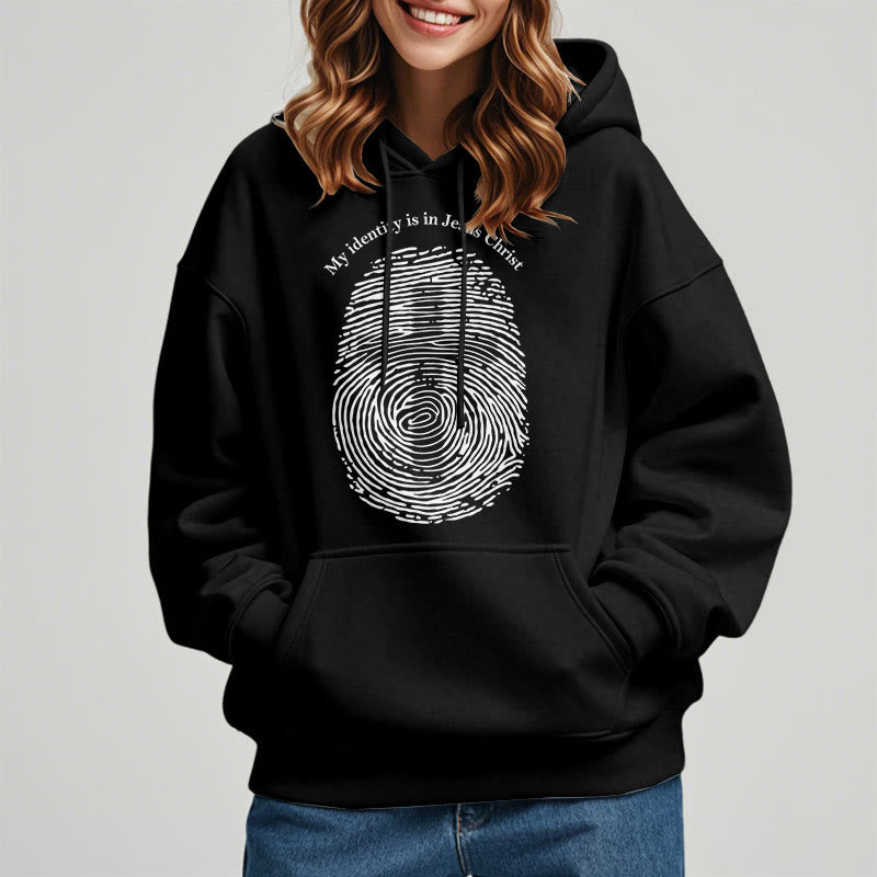 Christianartworkshop Klassischer Stil: Meine Identität liegt im Kreuz von Jesus Christus. Polyester-Kapuzenpullover mit Fleecefutter