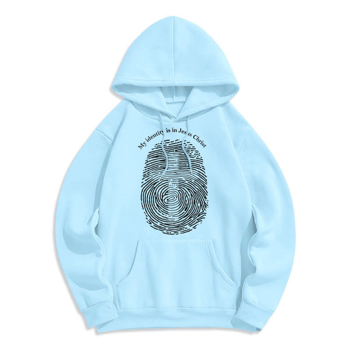 Christianartworkshop Klassischer Stil: Meine Identität liegt im Kreuz von Jesus Christus. Polyester-Kapuzenpullover mit Fleecefutter - Blau - 2XL - image 25