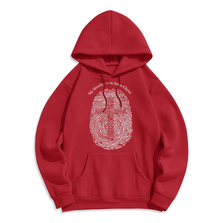Christianartworkshop Klassischer Stil: Meine Identität liegt im Kreuz von Jesus Christus. Polyester-Kapuzenpullover mit Fleecefutter