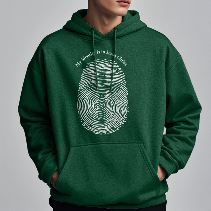 Christianartworkshop Klassischer Stil: Meine Identität liegt im Kreuz von Jesus Christus. Polyester-Kapuzenpullover mit Fleecefutter