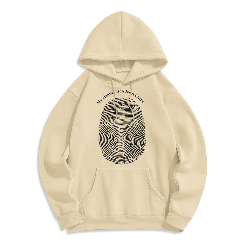 Christianartworkshop Klassischer Stil: Meine Identität liegt im Kreuz von Jesus Christus. Polyester-Kapuzenpullover mit Fleecefutter - Beige - 2XL - image 10