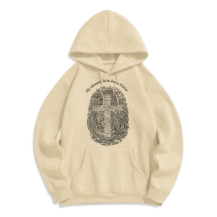 Christianartworkshop Klassischer Stil: Meine Identität liegt im Kreuz von Jesus Christus. Polyester-Kapuzenpullover mit Fleecefutter - Beige - 2XL - image 10