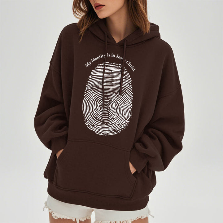 Christianartworkshop Klassischer Stil: Meine Identität liegt im Kreuz von Jesus Christus. Polyester-Kapuzenpullover mit Fleecefutter