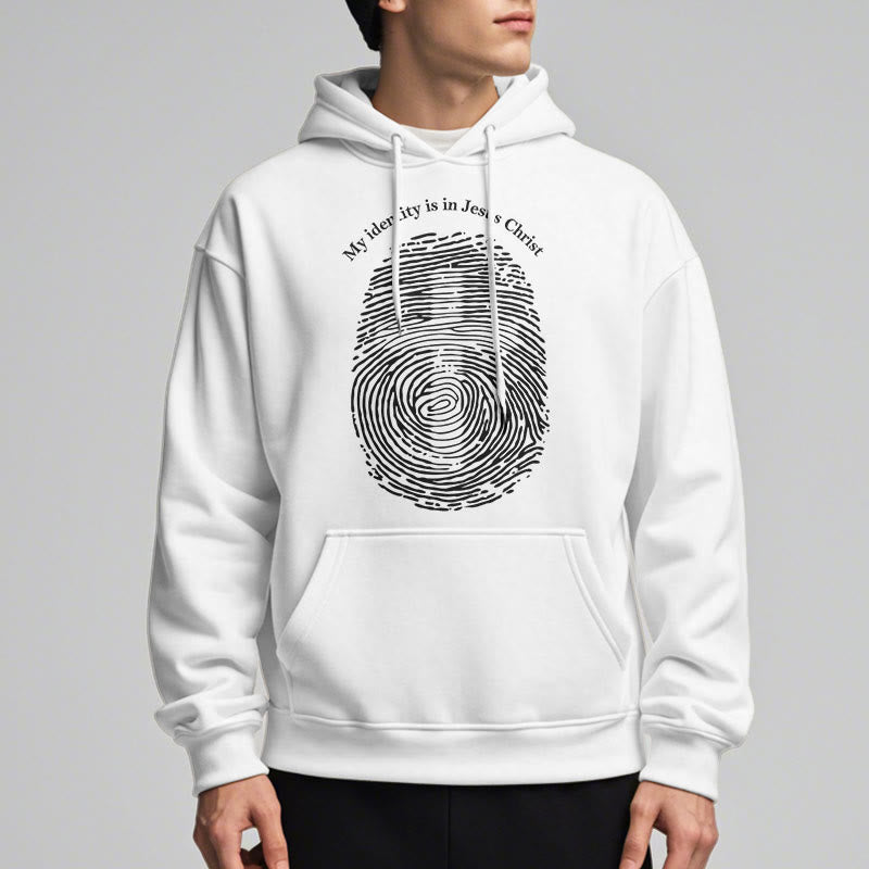 Christianartworkshop Klassischer Stil: Meine Identität liegt im Kreuz von Jesus Christus. Polyester-Kapuzenpullover mit Fleecefutter