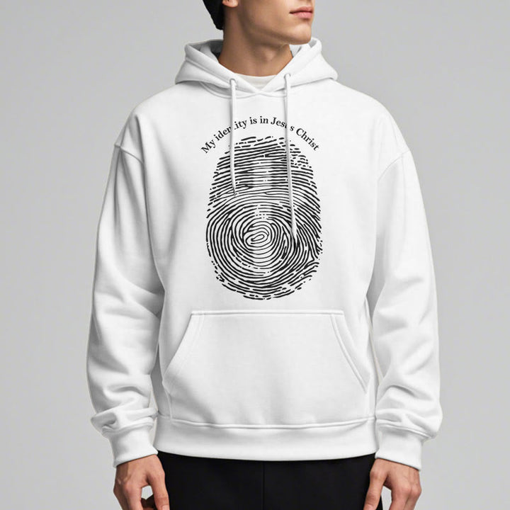 Christianartworkshop Klassischer Stil: Meine Identität liegt im Kreuz von Jesus Christus. Polyester-Kapuzenpullover mit Fleecefutter