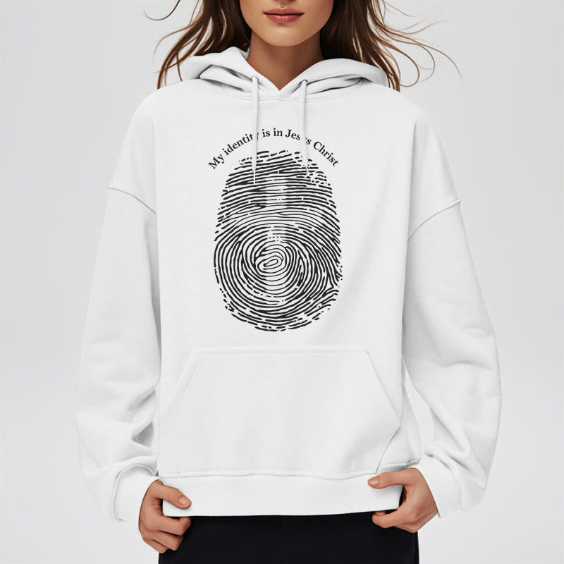 Christianartworkshop Klassischer Stil: Meine Identität liegt im Kreuz von Jesus Christus. Polyester-Kapuzenpullover mit Fleecefutter