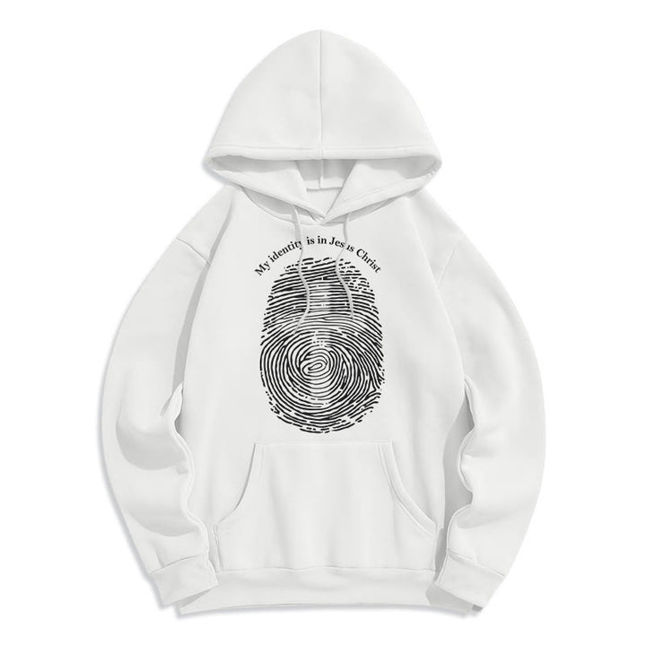 Christianartworkshop Klassischer Stil: Meine Identität liegt im Kreuz von Jesus Christus. Polyester-Kapuzenpullover mit Fleecefutter - Weiß - 2XL - image 0