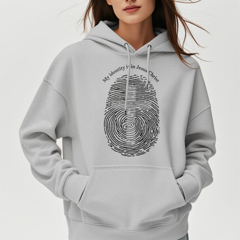Christianartworkshop Klassischer Stil: Meine Identität liegt im Kreuz von Jesus Christus. Polyester-Kapuzenpullover mit Fleecefutter