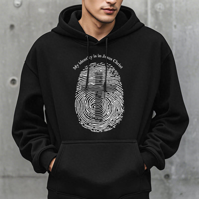 Christianartworkshop Klassischer Stil: Meine Identität liegt im Kreuz von Jesus Christus. Polyester-Kapuzenpullover mit Fleecefutter