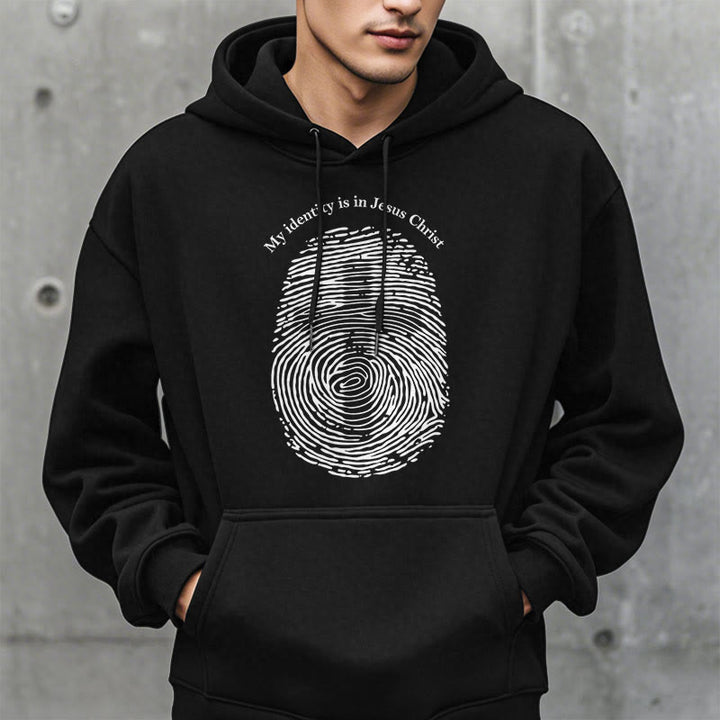 Christianartworkshop Klassischer Stil: Meine Identität liegt im Kreuz von Jesus Christus. Polyester-Kapuzenpullover mit Fleecefutter