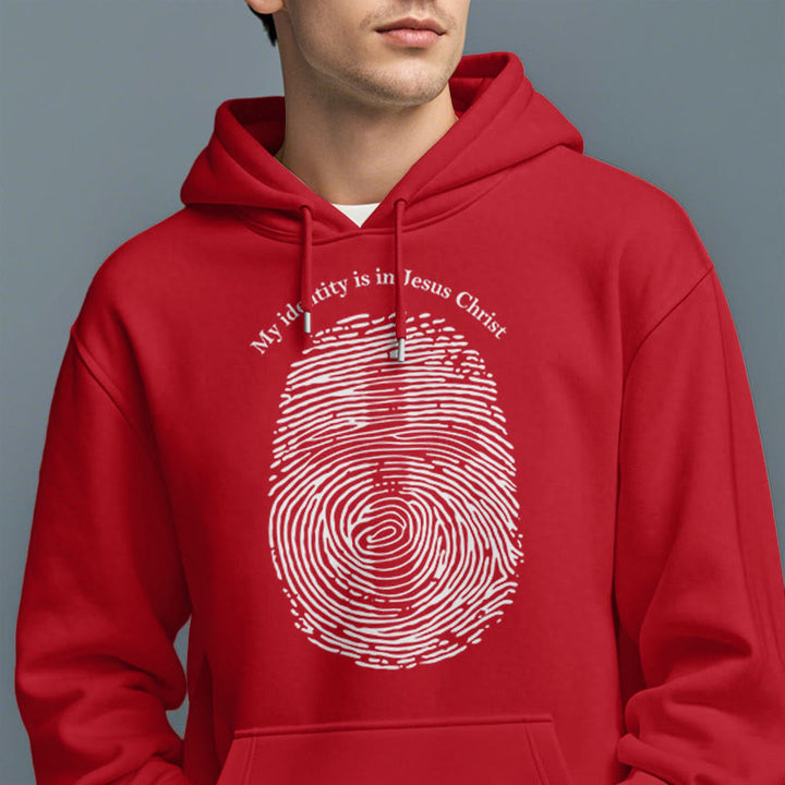 Christianartworkshop Klassischer Stil: Meine Identität liegt im Kreuz von Jesus Christus. Polyester-Kapuzenpullover mit Fleecefutter