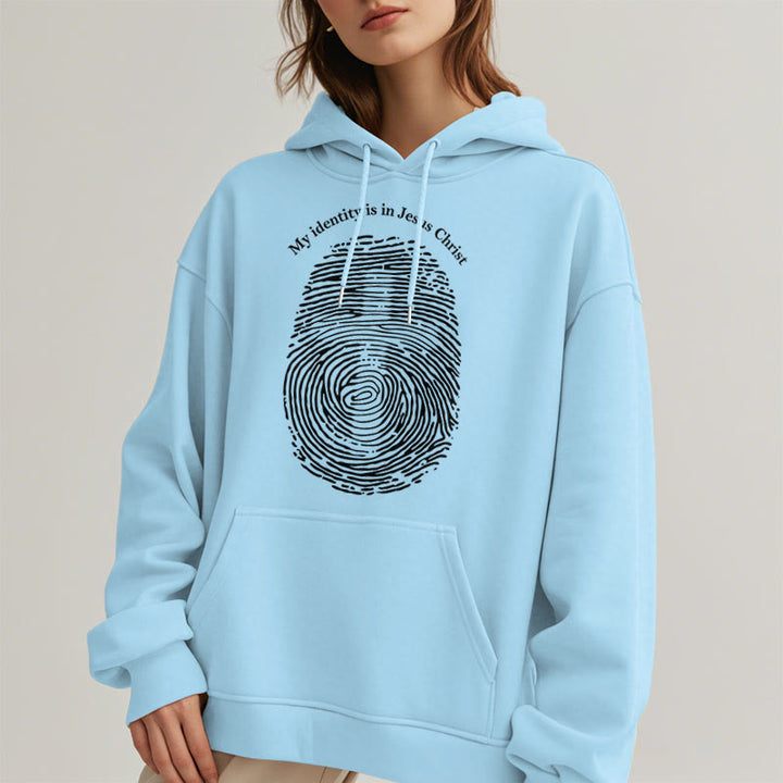 Christianartworkshop Klassischer Stil: Meine Identität liegt im Kreuz von Jesus Christus. Polyester-Kapuzenpullover mit Fleecefutter