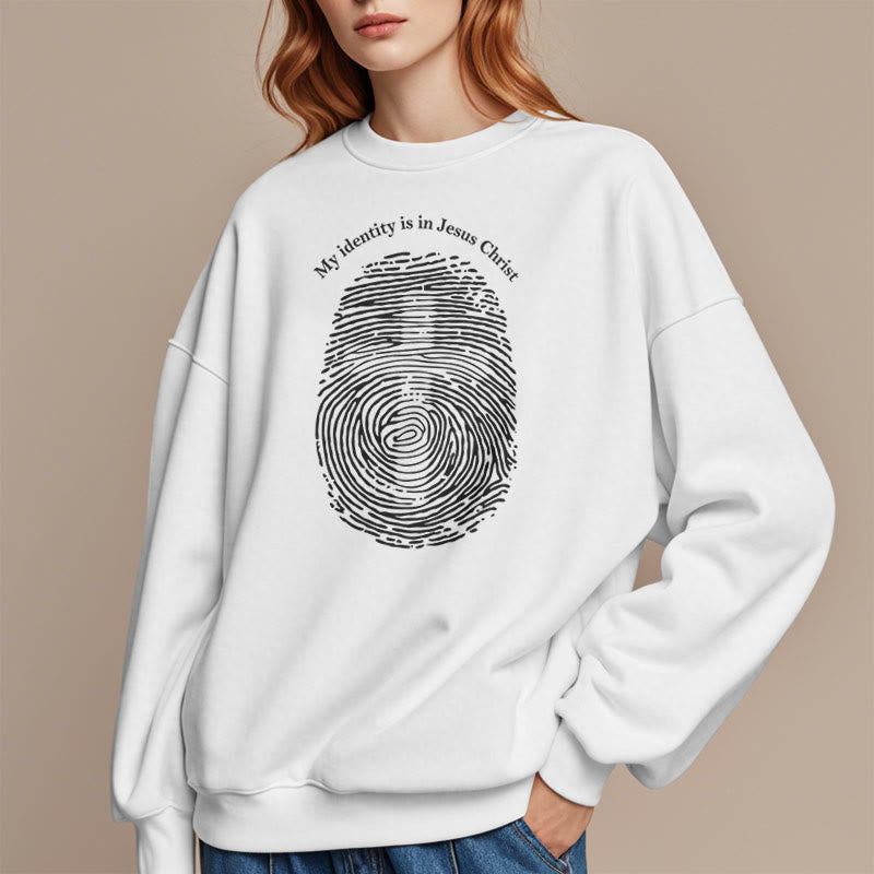Christianartworkshop Klassischer Stil: Meine Identität liegt im Kreuz von Jesus Christus, mit Fleece gefüttertes Polyester-Sweatshirt