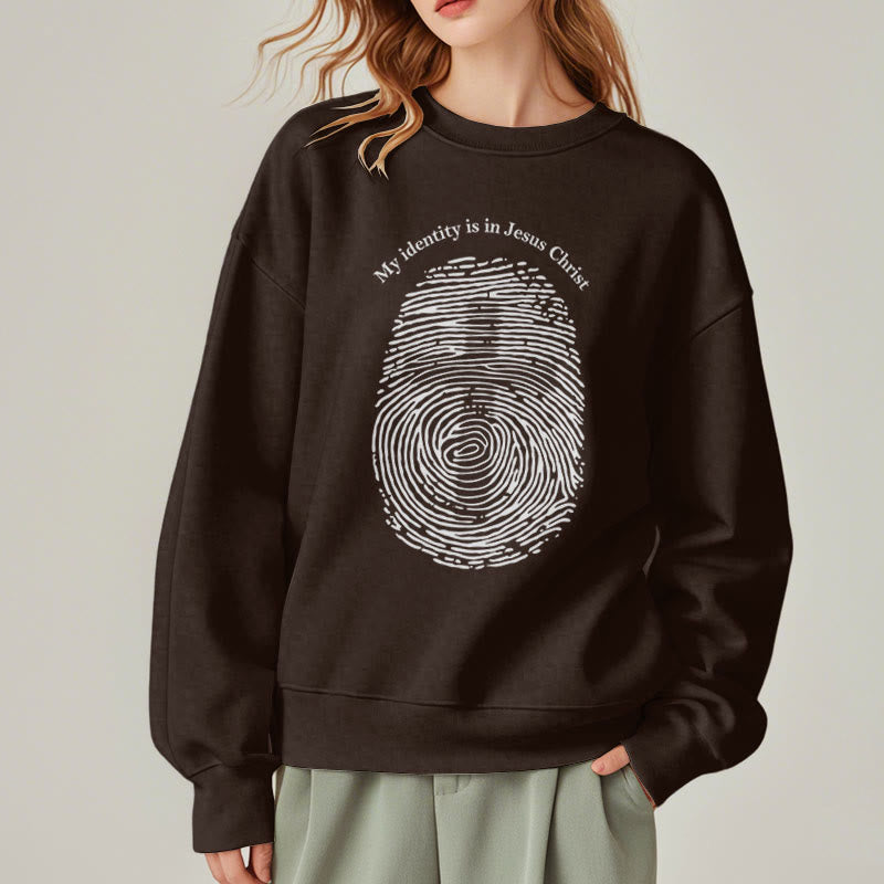 Christianartworkshop Klassischer Stil: Meine Identität liegt im Kreuz von Jesus Christus, mit Fleece gefüttertes Polyester-Sweatshirt