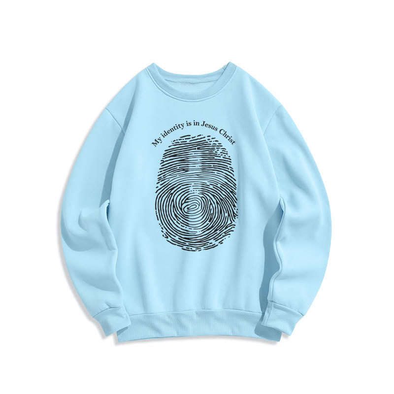 Christianartworkshop Klassisches Sweatshirt „Meine Identität liegt in Jesus Christus“ mit Kreuz-Fleecefutter aus Polyester - Blau - 2XL - image 25