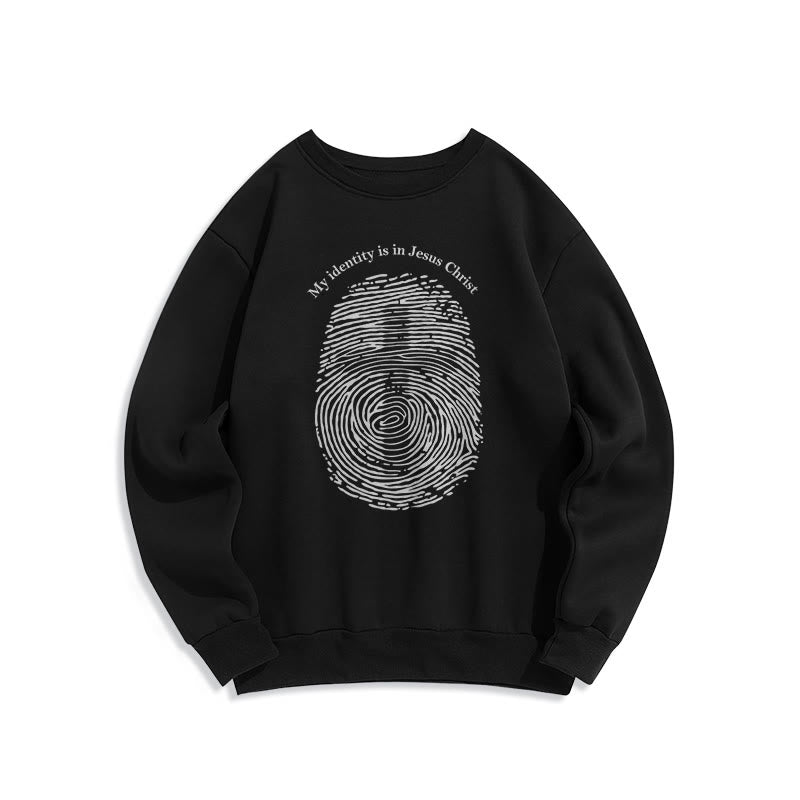 Christianartworkshop Klassischer Stil: Meine Identität liegt im Kreuz von Jesus Christus, mit Fleece gefüttertes Polyester-Sweatshirt