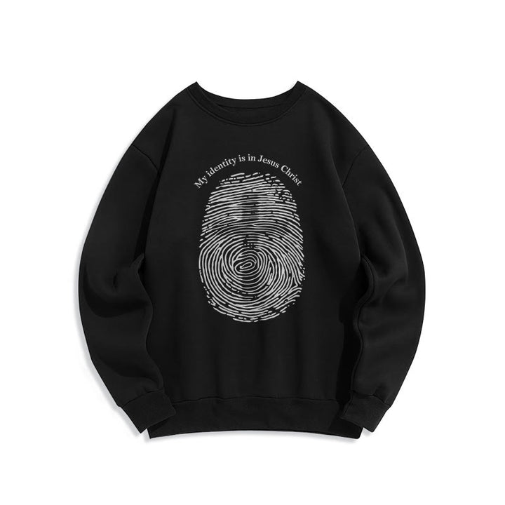 Christianartworkshop Klassischer Stil: Meine Identität liegt im Kreuz von Jesus Christus, mit Fleece gefüttertes Polyester-Sweatshirt