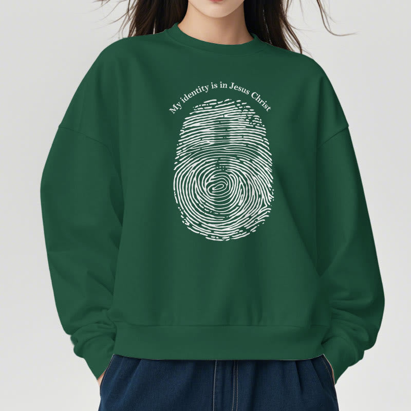 Christianartworkshop Klassischer Stil: Meine Identität liegt im Kreuz von Jesus Christus, mit Fleece gefüttertes Polyester-Sweatshirt