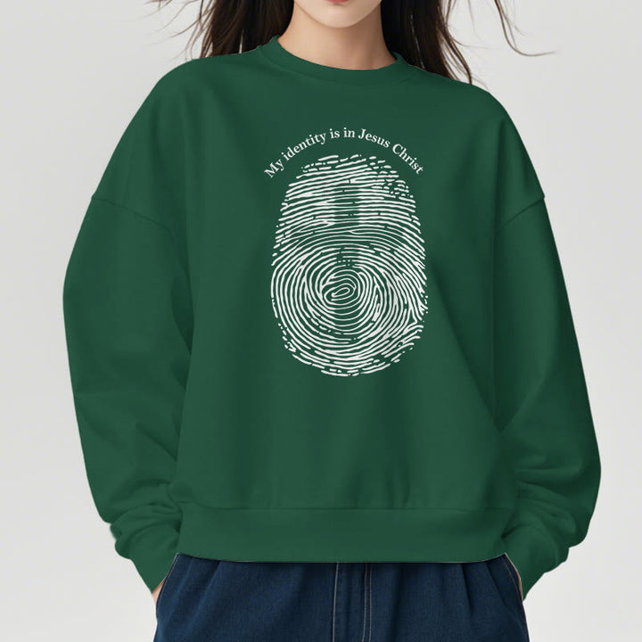 Christianartworkshop Klassischer Stil: Meine Identität liegt im Kreuz von Jesus Christus, mit Fleece gefüttertes Polyester-Sweatshirt
