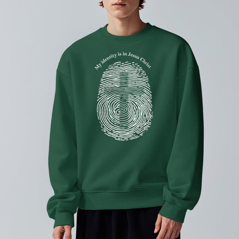 Christianartworkshop Klassischer Stil: Meine Identität liegt im Kreuz von Jesus Christus, mit Fleece gefüttertes Polyester-Sweatshirt