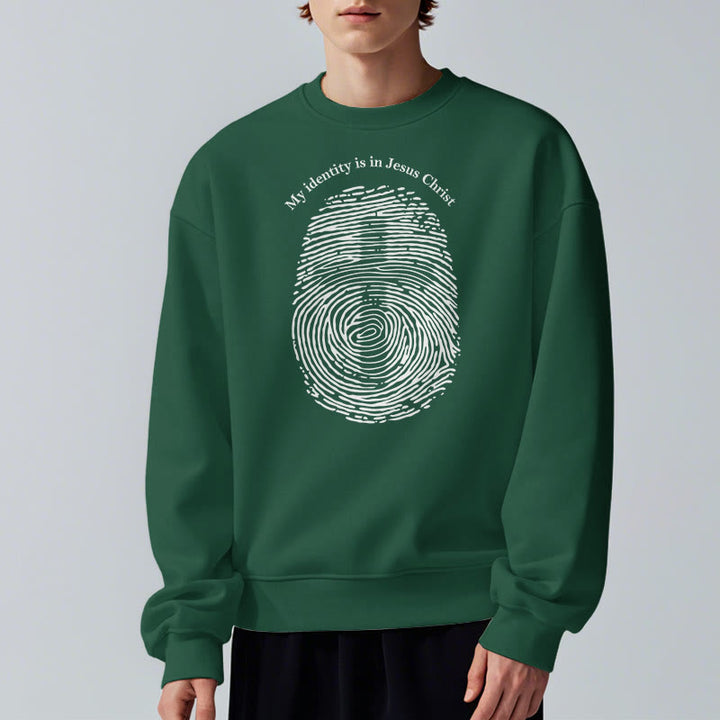 Christianartworkshop Klassischer Stil: Meine Identität liegt im Kreuz von Jesus Christus, mit Fleece gefüttertes Polyester-Sweatshirt