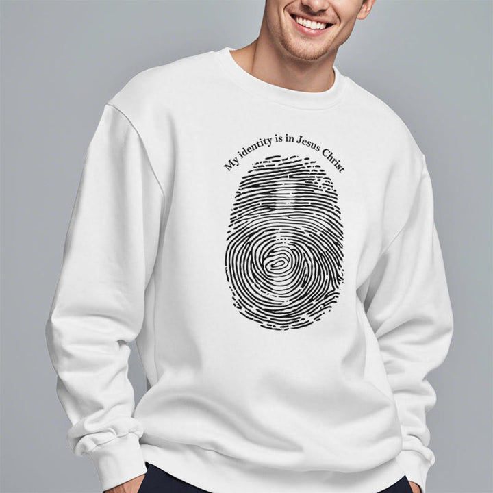 Christianartworkshop Klassischer Stil: Meine Identität liegt im Kreuz von Jesus Christus, mit Fleece gefüttertes Polyester-Sweatshirt