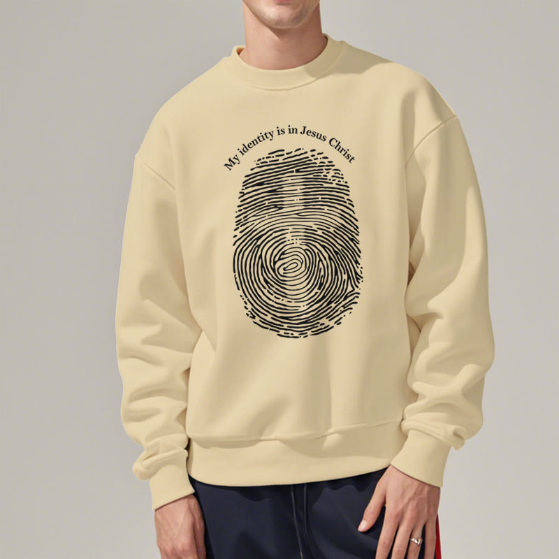 Christianartworkshop Klassischer Stil: Meine Identität liegt im Kreuz von Jesus Christus, mit Fleece gefüttertes Polyester-Sweatshirt